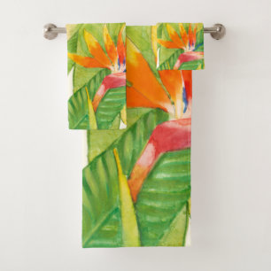 Tropical Flowers   Bird of Paradise Bath Towel Set
