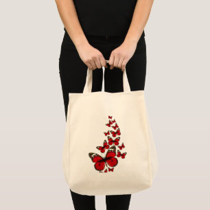 Tropical Flowers & Blue Butterfly Grocery Bag –