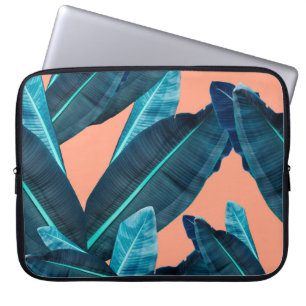 Tropical flowers, botanical seamless background. laptop sleeve