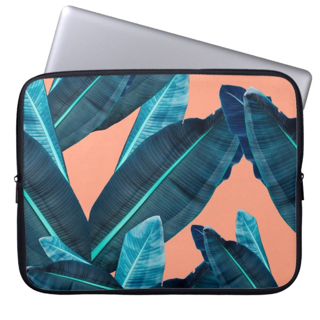 Tropical flowers, botanical seamless background. laptop sleeve (Front)