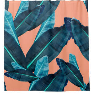 Tropical flowers, botanical seamless background. shower curtain