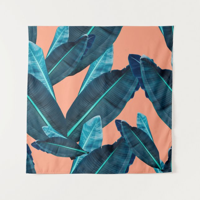 Tropical flowers, botanical seamless background. tapestry (Front)