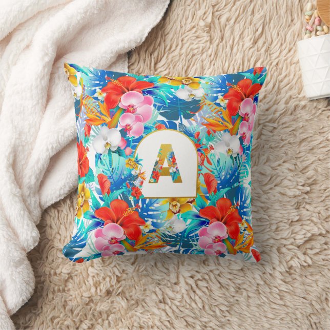 Tropical Flowers Bridal Party Gifts Bridesmaid Mum Cushion (Blanket)