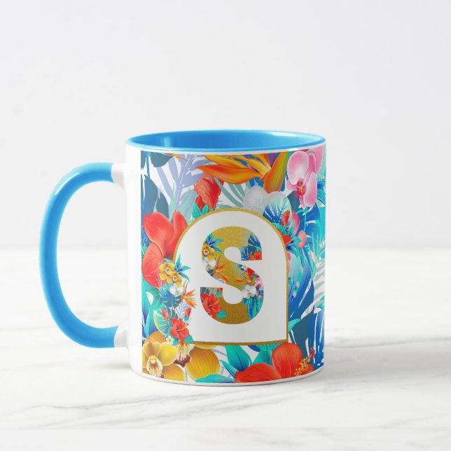 Tropical Flowers Bridal Party Gifts Bridesmaid Mum Mug (Left)