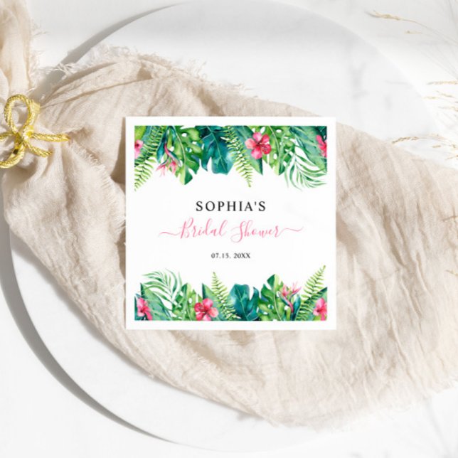Tropical Flowers Bridal Shower Napkins (Creator Uploaded)