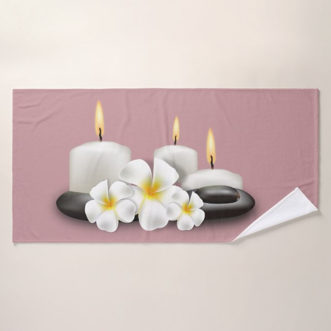 Tropical Flowers & Candles Bath Towels Decor (Bath Towel)
