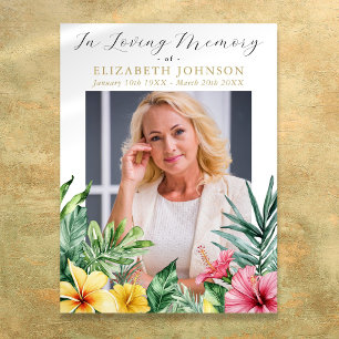 Tropical Flowers Celebration Of Life Funeral  Sign