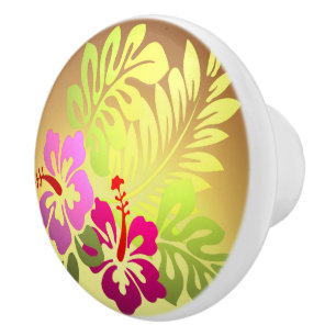 Tropical Flowers Ceramic Knob