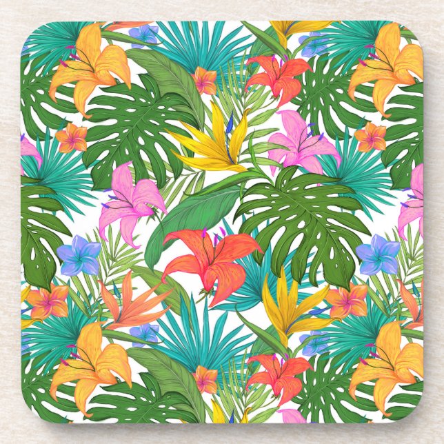 tropical flowers coaster set (Front)