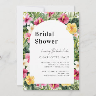 Tropical Flowers Colourful Bridal Shower Invitation