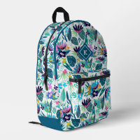 Tropical flowers colourful pattern monogram