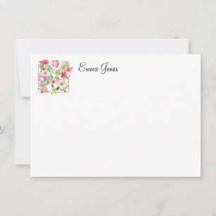 Tropical Flowers Custom Name Note Card