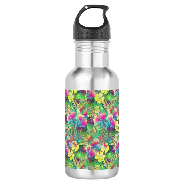 Tropical Flowers Design 532 Ml Water Bottle (Front)