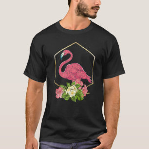 Tropical Flowers Exotic Bird Animal Floral Pink Fl T-Shirt