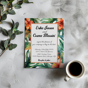Tropical Flowers Exotic Wedding Invitation