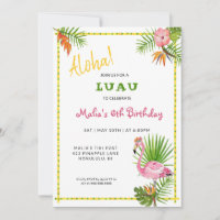 Tropical Flowers & Flamingo Birthday Luau
