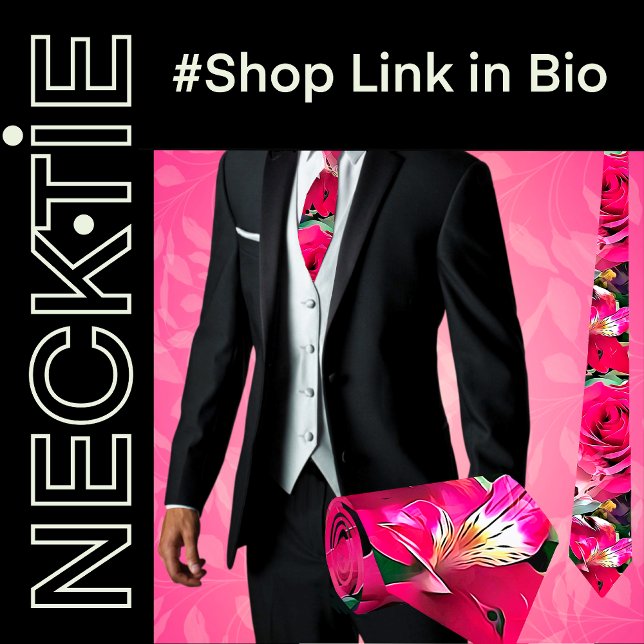 Tropical Flowers Floral Tie (Cool trendy modern abstract floral men's necktie)