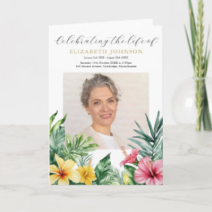 Tropical Flowers Funeral Memorial Order Of Service Programme