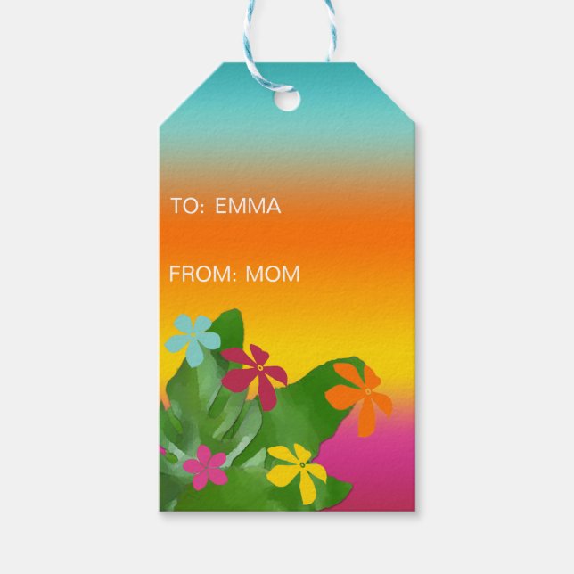 Tropical Flowers Gift Tags (Front)