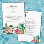 Tropical Flowers & Greenery Wedding Itinerary  Programme<br><div class="desc">A beautiful tropical watercolor flowers and greenery wedding design. A unique design that uses watercolor vintage botanicals such as Hibiscus, Plumeria and Pineapple palms. A modern white and tropical floral design with a dash of greenery. A chic wedding Itinerary program design with modern elements. Matching wedding invitations and other stationery...</div>