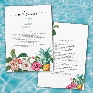 Tropical Flowers & Greenery Wedding Itinerary  Programme