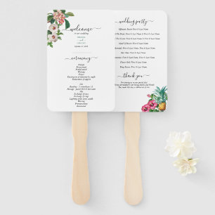 Tropical Flowers & Greenery Wedding Program Hand Fan