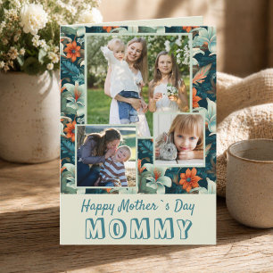 Tropical Flowers Happy Mother`s Day 3 Photo Card