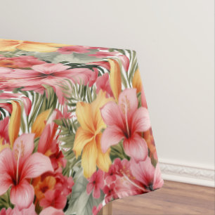 Tropical Flowers Hibiscus Tablecloth
