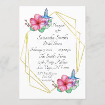 Tropical Flowers Hummingbird Bridal Shower