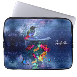 Tropical flowers,hummingbird,butterfly and stars Laptop Sleeve