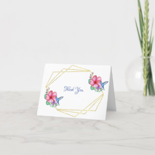 Tropical Flowers Hummingbird Thank You Card