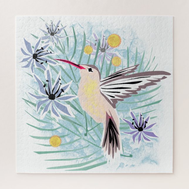 Tropical flowers, hummingbirds. jigsaw puzzle (Vertical)
