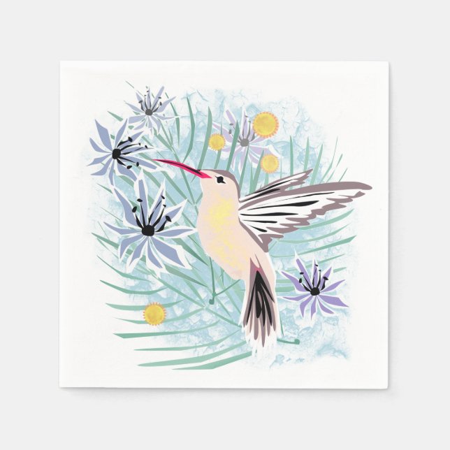 Tropical flowers, hummingbirds. napkin (Front)