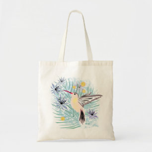 Tropical flowers, hummingbirds. tote bag