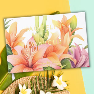 Tropical Flowers Inscription Destination Wedding  Guest Book