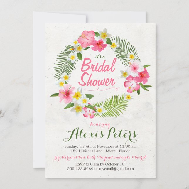 Tropical Flowers Invitation (Front)
