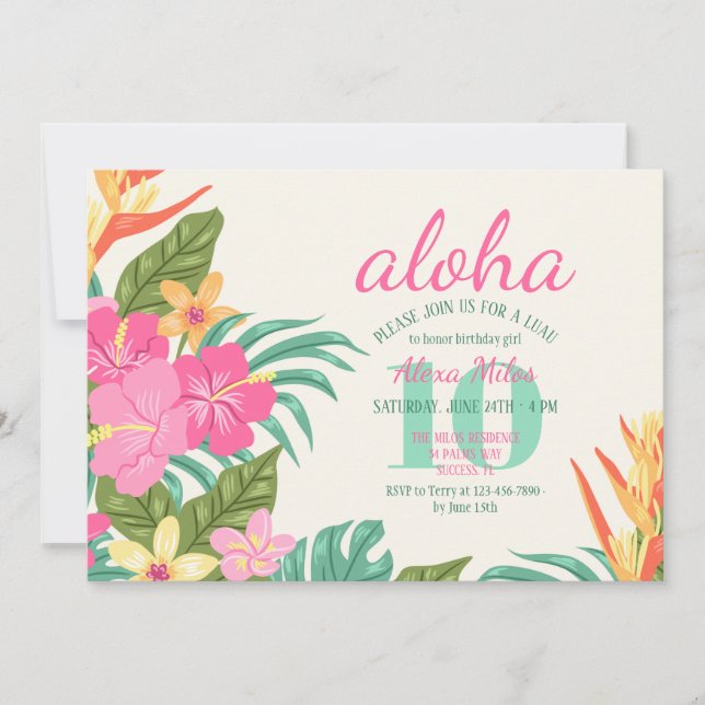 Tropical Flowers Invitation (Front)