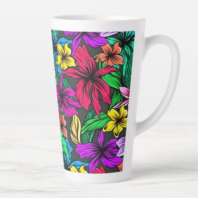 Tropical Flowers Latte Mug (Right)