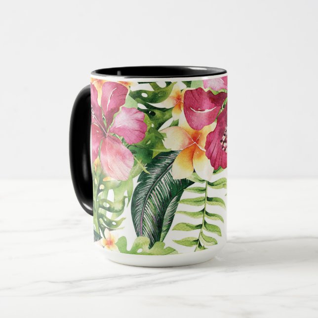 Tropical Flowers Leaves Floral Chic Tropics Mug (Front Left)
