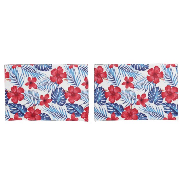 Tropical Flowers Leaves Pillowcase (Front-Set)