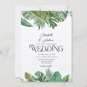 Tropical Flowers & Leaves Summer Flower Wedding Invitation