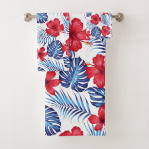 Tropical Flowers Leaves Towel