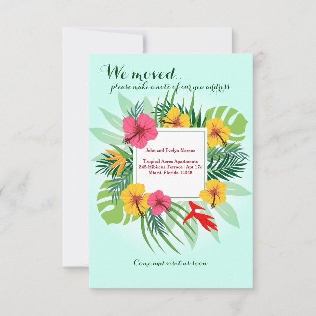 Tropical Flowers Moving Announcement (Front)
