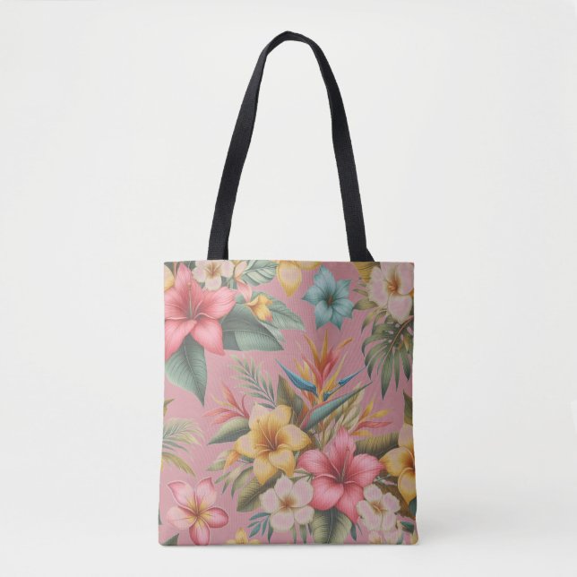 Tropical Flowers Nature Inspired  Tote Bag (Front)