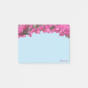 Tropical Flowers on Light Blue Post-it Notes