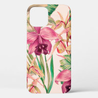 Tropical flowers, orchid flower, jungle leaves, mo