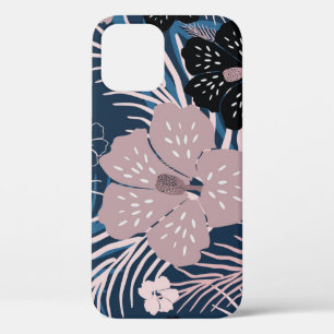 Tropical Flowers Palm Leaves Texture iPhone 12 Case