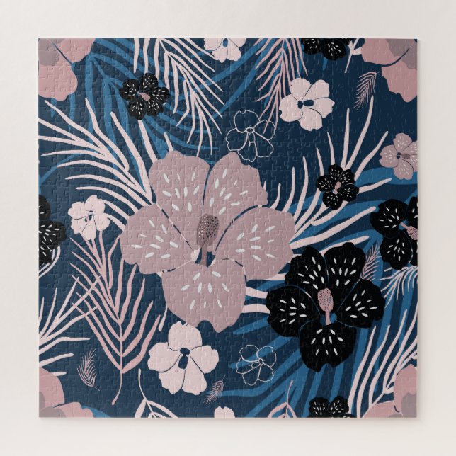 Tropical Flowers Palm Leaves Texture Jigsaw Puzzle (Vertical)