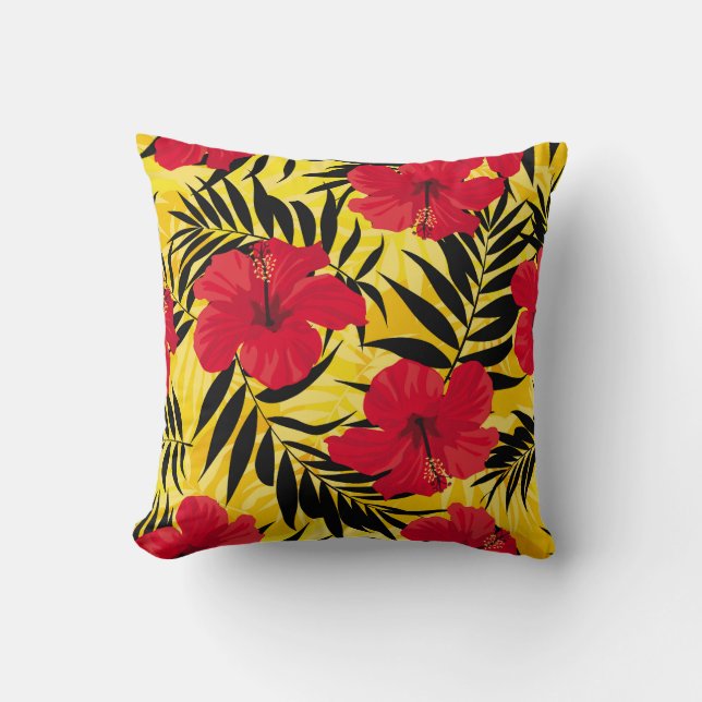 Tropical flowers palm leaves, vintage pattern. cushion (Front)