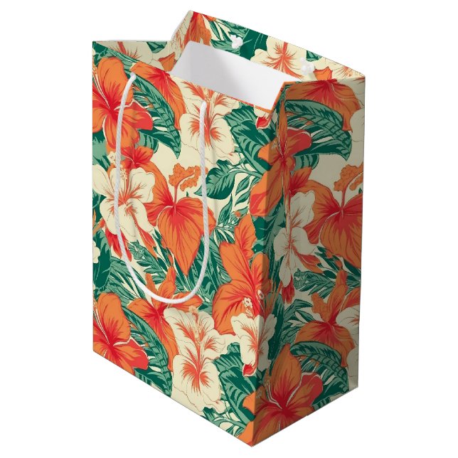 Tropical flowers pattern Hawaiian vibe Medium Gift Bag (Back Angled)